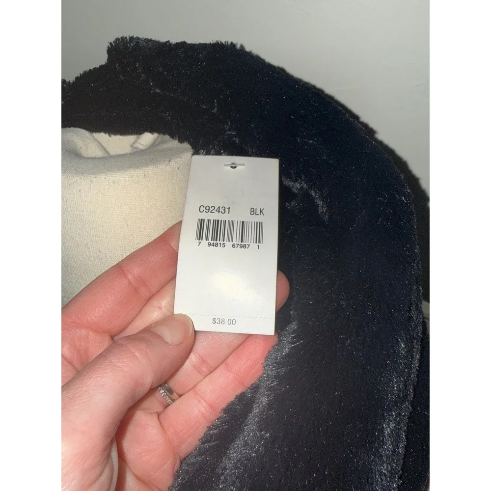 Cejon Black Faux Fur Infinity Loop Scarf Cozy Plush‎ Winter Warm NWT $38